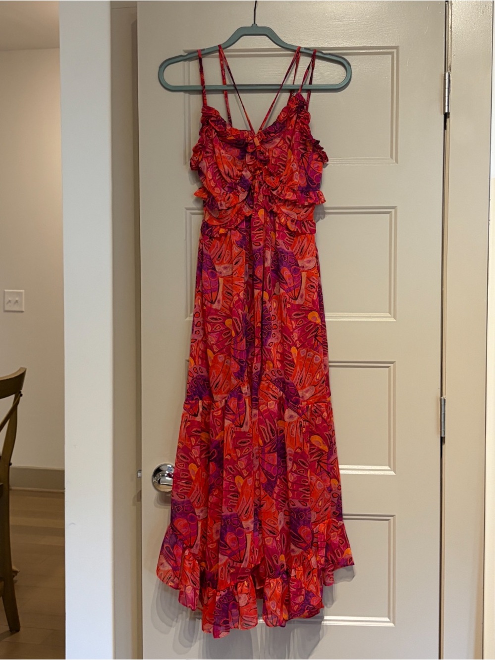 Misa Los Angeles Adrienne Midi Dress Revolve Long Wedding Guest Red Floral XS - Picture 5 of 10